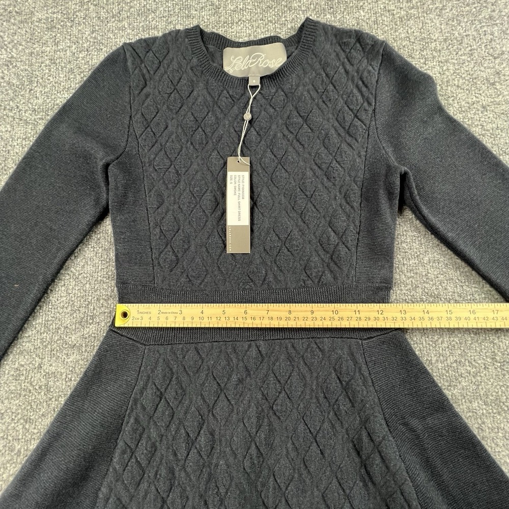 Lela Rose Full Skirt Sweater Dress Dark Navy Wool Silk Cashmere Sz S NWT - Picture 4 of 10